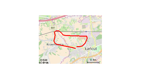 Łańcut przez Polną i Wyszyńskiego