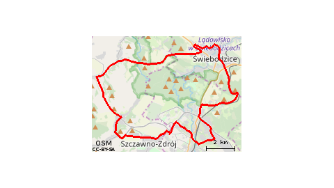 Piaskowa Góra - Szczawno Zdrój - Lubomin - Struga - Stare Bogaczowice - Chwaliszów - Cieszów - Świebodzice - Lubiechów - Szczawienko - WSSE - Poniatów - Piaskowa Góra - Szczawienko - Podzamcze - Piaskowa Góra 