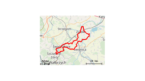 Piaskowa Góra - Podzamcze - KPK - Pełcznica - Świebodzice - Ciernie - Milikowice - Witków - Nowy Jaworów - Bolesławice Świdnickie - Nowice - Piotrowice Świdnickie - Żarów - Łażany - Kruków - Krukowska Góra - Mrowiny - Siedlimowice - Gołaszyce - Śmiałowice