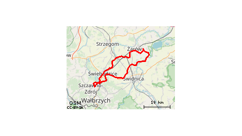 Piaskowa Góra - Podzamcze - Książ - Świebodzice - Ciernie - Las Grochotowski - Pasieczna - Jaworzyna Śląska - Nowice - Piotrowice Świdnickie - Żarów - Kalno - Siedlimowice - Gołaszyce - Śmiałowice - Panków - Wierzbna - Wiśniowa - Bagieniec - Bolesławice Ś