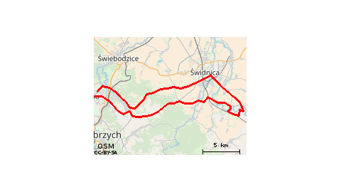 Wałbrzych - Stary Julianów - Modliszów - Bystrzyca Dolna - Jakubów - Makowice - Krzyżowa - Grodziszcze - Boleścin - Świdnica - Witoszów Dolny - Witoszów Górny - Pogorzała - Wałbrzych 