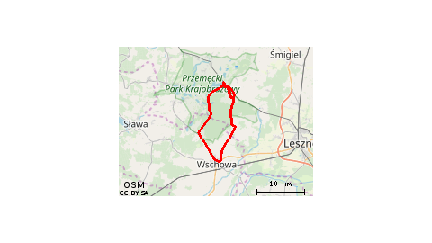 Boszkowo-Letnisko - PKP - Ujazdowo - Boszkowo-Letnisko - Włoszakowice - Boszkowo-Letnisko - Dominice - Papiernia - Mścigniew - Hetmanice - Nowa Wieś - Wschowa - Osowa Sień - Zbarzewo - Krzyżowiec - Włoszakowice - Grotniki - Boszkowo-Letnisko - Ujazdowo 
