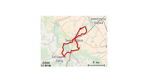 Piaskowa Góra - Podzamcze - Pełcznica - Świebodzice - Ciernie - Świebodzice - Lubiechów - Szczawienko - Podzamcze - Piaskowa Góra 