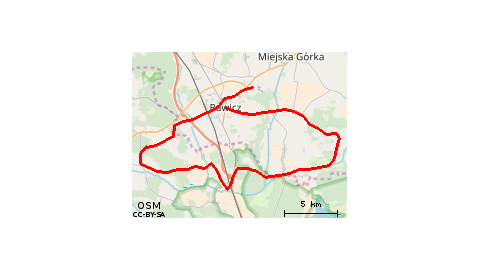 Sarnowa - Rawicz - Masłowo - Załęcze - Borowna - Świniary - Pobiel - Laskowa - Korzeńsko - Dębno - Wydawy - wałami rzeki Orli - rawicka droga - Sworowo - Niedźwiadki - Krasnolipki - Słupia Kapitulna - Szymanowo - Rawicz