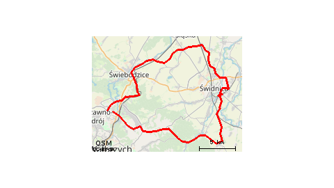 Piaskowa Góra - Poniatów - Stary Julianów - Modliszów - Złoty Las - Bystrzyca Górna - Bystrzyca Dolna - Bojanice - Opoczka - Jakubów - Świdnica - Bagieniec - Bolesławice Świdnickie - Nowy Jaworów - Droga Węglowa - Ciernie - Świebodzice - Lubiechów - Szcza