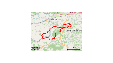 Zadziele, Wrząsowice, Konary, Mogilany, Buków, Radziszów, Ostra Góra, Mogilany, Zadziele