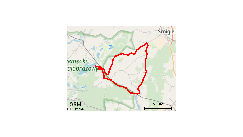Boszkowo-Letnisko - Jezioro Dominickie - Boszkowo-Letnisko - Włoszakowice - Krzycko Wielkie - Boguszyn - Bronikowo - Morownica - Nowe Szczepankowo - Stare Szczepankowo - Skarżyń - Dłużyna - Grotniki - Boszkowo-Letnisko - Ujazdowo 