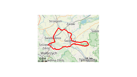 Piaskowa Góra - Poniatów - Stary Julianów - Modliszów - Bystrzyca Dolna - Jakubów - Boleścin - Krzczonów - Książnica - Kiełczyn - Jędrzejowice - Wiry - Wirki - Gogołów - Miłochów - Jagodnik - Świdnica - Sulisławice - Wiśniowa - Bagieniec - Bolesławice Świ