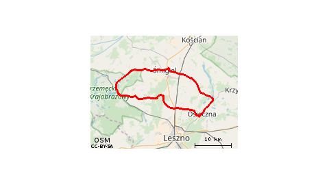 Boszkowo-Letnisko - Bukówiec Górny - Boguszyn - Lipno - Osieczna - Spławie - Stare Bojanowo - Śmigiel - Bucz - Ujazdowo 