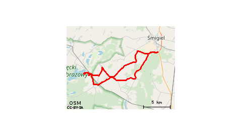 Boszkowo-Letnisko - Jezioro Dominickie - Ujazdowo - Włoszakowice - Bukówiec Górny - Boguszyn - Podśmigiel - Nietążkowo - Podśmigiel - Morownica - Bronikowo - Ma