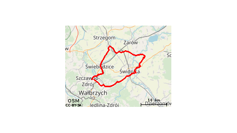 Piaskowa Góra - Poniatów - Stary Julianów - Modliszów - Świdnica - Pszenno - Wilków - Gruszów - Stefanowice - Klecin - Śmiałowice - Panków - Wierzbna - Nowice - Jaworzyna Śląska - Nowy Jaworów - Pasieczna - Stanowice - Grochotów - Świebodzice - Lubiechów 