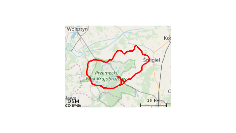 Boszkowo-Letnisko - Jezioro Dominickie - Ujazdowo - Włoszakowice - Tłucznia - Zaborówiec - Brenno - Wieleń - Kaszczor - Mochy - Nowa Wieś - Perkowo - Przemęt - Siekówko - Siekowo - Kluczewo - Borek - Celinki - Wilkowo Polskie - Bielawy - Żegrówko - Żegrow