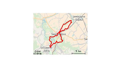 Piaskowa Góra - Podzamcze - Szczawienko - Lubiechów - Świebodzice - Ciernie - Grochotów - Świebodzice - Pełcznica - KPK - Podzamcze - Piaskowa Góra 