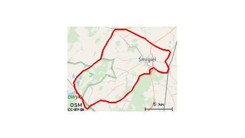 Boszkowo-Letnisko - PKP - Ujazdowo - Boszkowo-Letnisko - Włoszakowice - Bukówiec Górny - Boguszyn - Podśmigiel - Nietążkowo - Robaczyn - Stare Bojanowo - Bruszczewo - Przesieka Polska - Czacz - Nadolnik - Karaśnice - Wilkowo Polskie - Celinki - Barchlin -