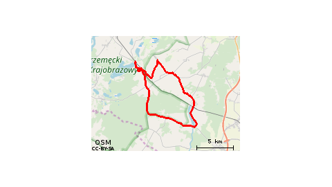 Boszkowo-Letnisko - PKP - Boszkowo-Letnisko - Ujazdowo - Boszkowo-Letnisko - Włoszakowice - Krzyżowiec - Jezierzyce Kościelne - Gołanice - Krzycko Małe - Krzycko Wielkie - Sądzia - Bukówiec Górny - Dłużyna - Włoszakowice - Grotniki - Boszkowo-Letnisko - U