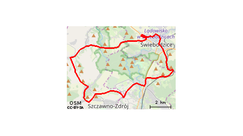 Piaskowa Góra - Szczawno Zdrój - Lubomin - Struga - Stare Bogaczowice - Chwaliszów - Cieszów - Świebodzice - Lubiechów - Szczawienko - Podzamcze - Piaskowa Góra 