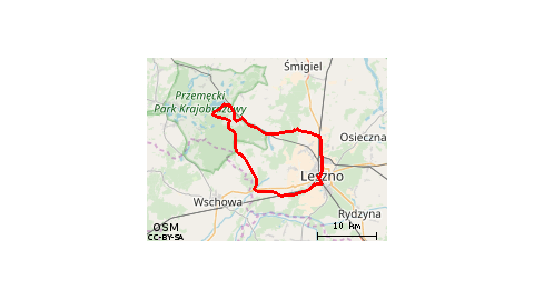 Boszkowo-Letnisko - Jezioro Dominickie - Ujazdowo - Włoszakowice - Adamowo - Krzycko Wielkie - Pasieka Mórkowo - Mórkowo - Klonówiec - Leszno - Strzyżewice - Lasocice - Długie Stare - Długie Nowe - Niechłód - Zbarzewo - Krzyżowiec - Włoszakowice - Dominic