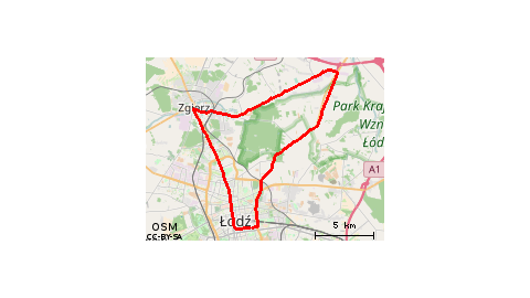 Łódź->Łagiewniki->Zgierz->Łódź