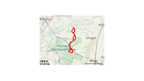 Boszkowo-Letnisko - Jezioro Dominickie - Ujazdowo - Włoszakowice - Ujazdowo - Boszkowo - Bucz - Bucz Nowy - Kluczewo - Siekowo - Kluczewo - Sączkowo - Bucz - Boszkowo - Boszkowo-Letnisko 