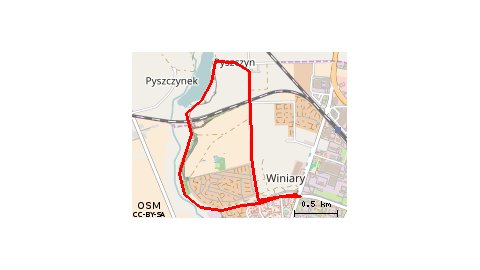 terenowa wzdłuż odcinka rzeki Wełnianka