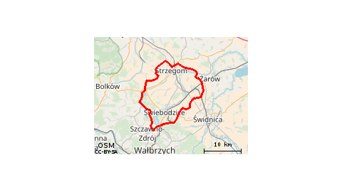 Wałbrzych - Cieszów - Chwaliszów - Dobromierz - Tomkowice - Godzieszówek - Żółkiewka - Strzegom - Morawa - Pastuchów - Piotrowice Świdnickie - Nowice - Bolesławice Świdnickie - Stary Jaworów - Witków - Milikowice - Mokrzeszów - Wałbrzych 