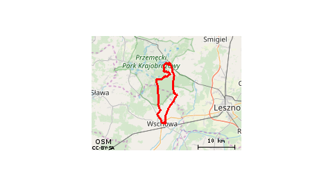 Boszkowo-Letnisko - Ujazdowo - Boszkowo-Letnisko - Włoszakowice - Krzyżowiec - Zbarzewo - Osowa Sień - Wschowa - Nowa Wieś - Buczyna - Mścigniew - Tłucznia - Włoszakowice - Las - Boszkowo-Letnisko - Ujazdowo 